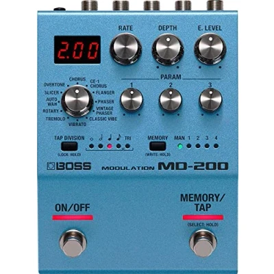 Image of BOSS Md 200 Modulation Guitar Pedal, Sound Quality with 32 Bit Ad/Da, Floating Point Processing, And 96 Khz Sampling Rate, Blue