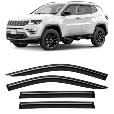 Image of CLIM ART wind deflector for/compatible with Jeep Compass 2016 2024 door rain deflectors,car accessories, car deflectors, tape on, 4 pieces, black