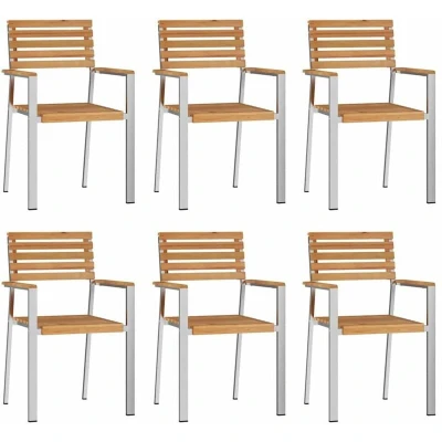Image of vidaXL Stacking Garden Chairs 6 pcs 54.5x56x89 cm Solid Wood Teak