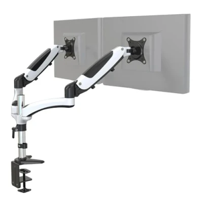 Image of hjh OFFICE 802020 Monitor Bracket 2 Arm 15 27 Inch VM MG2 Aluminium White/Black with Gas Spring Each Maximum Load 8 kg