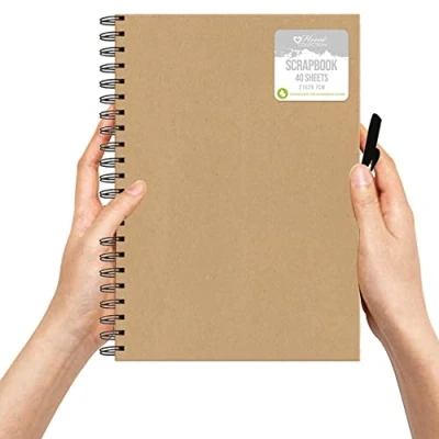 Image of JMS® A4 40 Sheets Photo Album Wiro Bound Scrapbook/Sketchbook, Spiral with Ribbon
