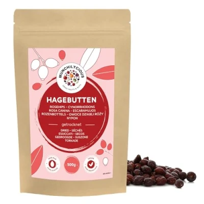 Image of Rosehip Dried 500g 1.1 lb by Munchilycious, Rosehips Unsweetened, Whole Rose HIPS, Ideal for Preparation of Tea