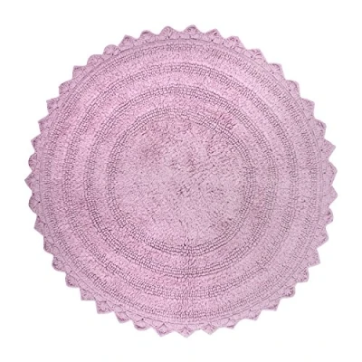 Image of DII Crochet Collection Reversible Bath Mat, Round, 27.5&quot; Diameter, Mauve