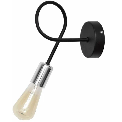 Image of Helam Oxford Wall Lamp Black, Chrome 25cm