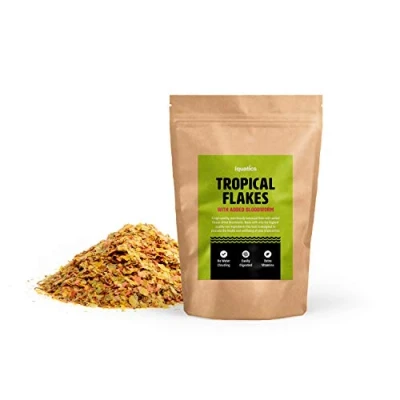 Image of iQuatics Nutritional Tropical Fish Food Flakes With Added Bloodworm 15G