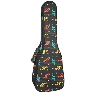Image of Tenor Ukulele Gig Bag Waterproof Case Padded Backpack, Great for Soprano Concert (21/23/24 in) Violin Key Pattern