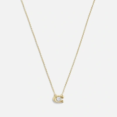 Image of Coach Signature C Stone Necklace, Women&#039;s, Size: One Size, Open white