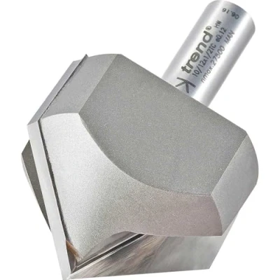 Image of Trend Professional Chamfer V Groove Cutter, 45 Degree, 1/2 Inch Shank, 51mm Cut Diameter &amp; 25mm Length, Tungsten Carbide Tipped, 10/12X1/2TC