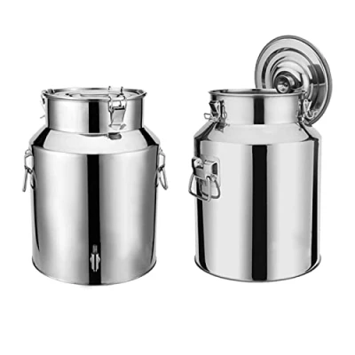 Image of Heavy Duty Milk Can Jug 5L/9L14L Stainless Steel Churn Canister Wine Pail Bucket Bottle Transport Tank Optional with and Without Tap/with Spigot / 14L