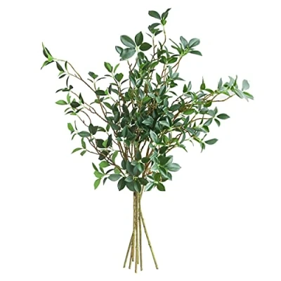 Image of KEEMEN 3 Pcs 73cm Artificial Ficus Branches Faux Plant Green Leaf Fake Twig Greenery Stems for Vase Filler Home Office Party Wedding Decor