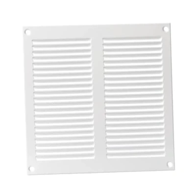 Image of Metal Air Vent Grille Cover with Insect Mesh Ventilation (200x200mm / 8x8&#039;&#039;, White)