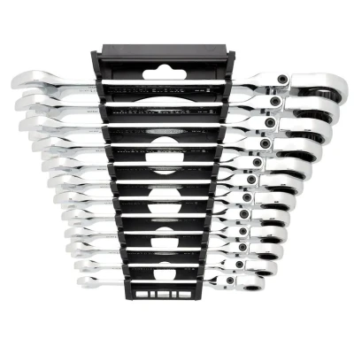 Image of Draper HI TORQ Metric Flexible Head Ratchet Combination Spanner Set (12 Piece)