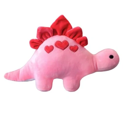 Image of VFM Valentines Soft Toy Dinosaur Pink Stegosaurus with Love Hearts Plush Dinosaur, Cute Stuffed Animal, Dino Plushie, Gifts for Birthday, Valentine&#039;s Day ChristmasPink 23cm