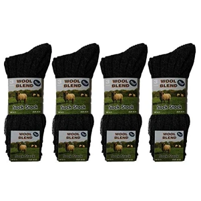 Image of Sock Stack 12 Pairs Of Men&#039;s Boot Thermal Hike Socks Premium Anti Blister Padded Sole Work UK Size 6 11, Chunky Wool