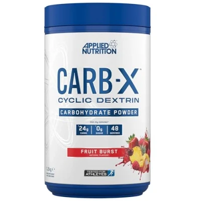Image of Applied Nutrition Carb X Highly Branched Cyclic Dextrin Carbohydrates, Intra &amp; Post Workout Carbs Powder, Fuel Training Recovery, Vegan, Gluten Free, Sugar 1.2kg 48 Servings (Fruit Burst)