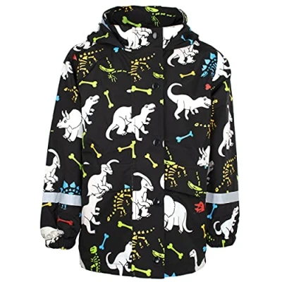 Image of Fringoo Colour Changing Raincoat for Kids Age 1 6 Outdoor Waterproof Jacket with Warm Lining and Hood Boys Girls Lightweight Machine Washable
