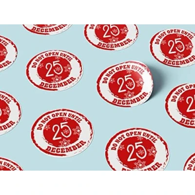 Image of 30 x Medium DO NOT Open Until 25th Christmas Stickers Gift Present Sticky Labels (40mmx40mm)