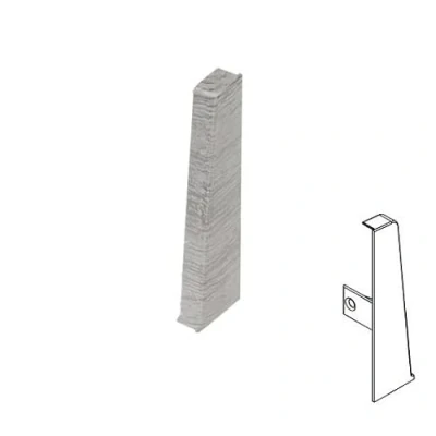 Image of VP Plastic Skirting Board High Line 2.5m PVC Right End Cap Light Grey Oak 78