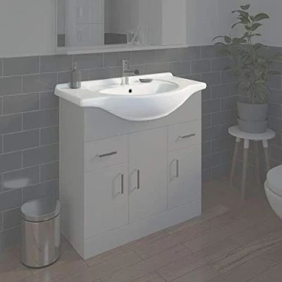 Image of White 850mm Bathroom WC Basin Compact Sink Single Tap Hole ONLY