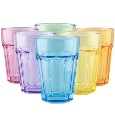 Image of TREND FOR HOME 6 Coloured Drinking Glasses 425 ml Rainbow Tumblers Glass Set Tall Water Highball Smoothie Cup Cocktails Milkshake Alva
