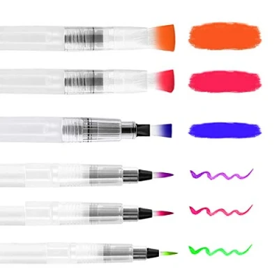 Image of Cozlly Brush Pen Set of 6 Water Pens Watercolour Tank with for Calligraphy, Labelling