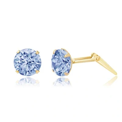 Image of 9ct yellow gold 5mm round light sapphire crystal Andralok stud earrings/Gift box