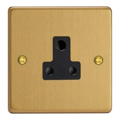 Image of Varilight 1 Gang 5A Round Pin Socket Brushed Brass