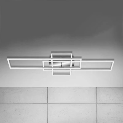 Image of Briloner Leuchten 3156 018 LED, dimmable Ceiling lamp, incl. Remote, Colour Temperature Control, Night Light Function, Timer, 51 watts, 5,500 lumens, Chrome Aluminium, 1040x420x100mm