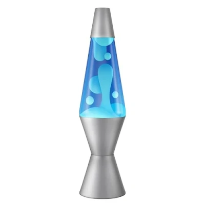 Image of Lava Lamp 2103, White Wax, Blue Liquid, Silver Base and Cap, Original 14.5 inch LAVA® Motion to Illuminate Your Mood