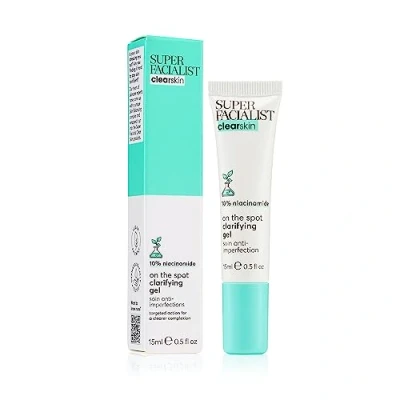 Image of Super Facialist On The Spot Clarifying Gel Treatment for Acne with 10% Niacinamide, Tea Tree Oil &amp; Prebiotics, Vegan Friendly 15ml