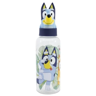 Image of Stor Reusable Water Bottle for Boys and Girls Plastic Children&#039;s Design with 3D Figurine Cap 560ml Capacity by Bluey