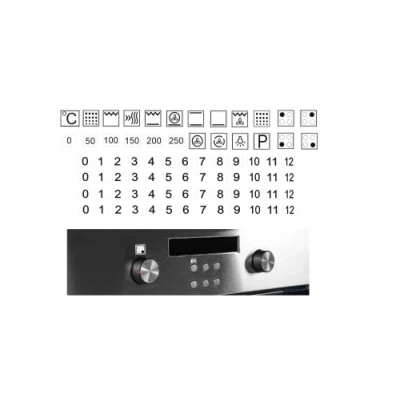 Image of Cooker Symbol Sticker Set for Stovetop Labelling Smudged Sign Renew (RP44) (6mm, Black Symbols on White Background)