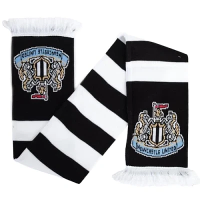 Image of Newcastle United Official FC Bar Scarf, Black and White Stripe, 132cm x 19cm