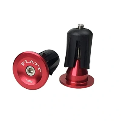 Image of PLATT Bicycle Handlebar Grips Aluminum Cap End Plugs Red (One Pair)