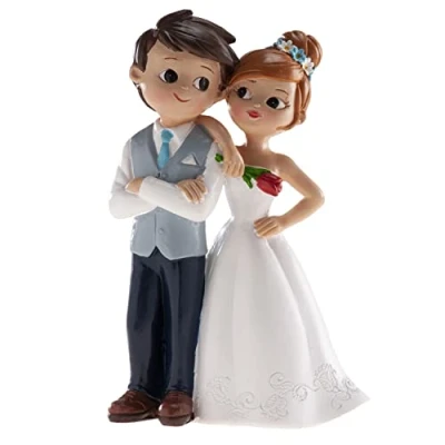 Image of Dekora Wedding Decoration Groom Figures for Cake Couple with Flower
