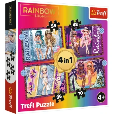 Image of Trefl 34614 4 in 1, von 35 bis 70 Elementen Puzzles mit Märchenfiguren, Verschiedene Schwierigkeitsgrade, für Kinder ab Jahren Jigsaw, Rainbow High Fashion Dolls