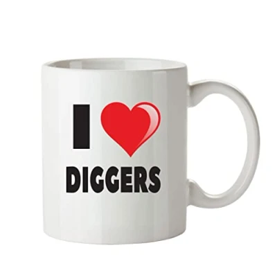 Image of I Love Diggers Mug Personalised Adult Office