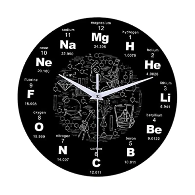 Image of Round Modern Math Clock 12 Inch Unique Art Design Mathematical Equations Wall for Classroom, Home, Office, Chool Chemistry