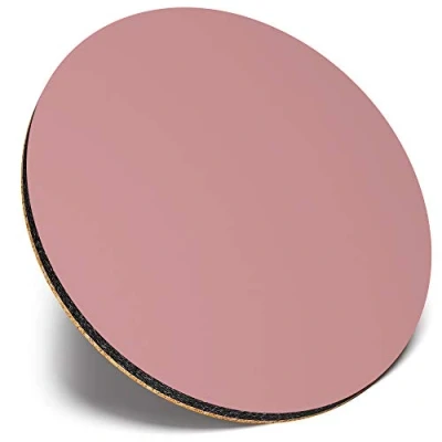 Image of Round Single Coaster Dusty Rose Pink Colour Block Glossy Quality Coasters Tabletop Protection for Any Table Type #44922