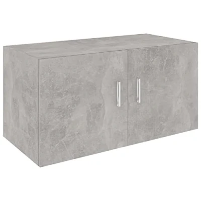 Image of vidaXL Engineered Wood Wall Mounted Cabinet in Concrete Grey Versatile, Easy to clean, Compact design for living room or bedroom