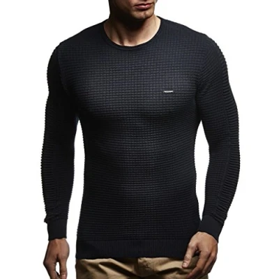 Image of Leif Nelson Men&#039;s Pullover Knit Sweater fine Crew Neck LN 1545 Blue XX Large
