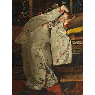 Image of Artery8 Breitner Girl In A White Kimono Painting Large Wall Art Poster Print Thick Paper 18X24 Inch