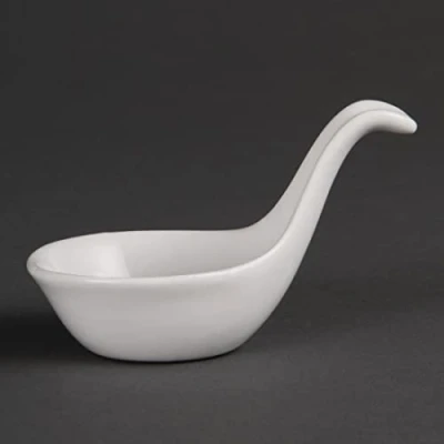 Image of Olympia Miniature Spoon Shape Dipping Bowls 57X 57mm Porcelain Kitchen Dish 12pc