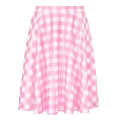 Image of HDE Skirts for Women Midi Skirt Skater Knee Length High Waist Fun Prints, Pink Gingham, L