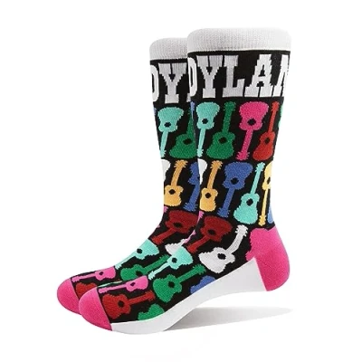 Image of SOCKSHOP Music Collection 1 Pair Bob Dylan Cotton Socks Guitars One Size