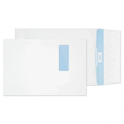 Image of Blake Secure C4 324 x 229 25 mm 125 gsm Tear Resistant Gusset Pocket Peel &amp; Seal Window Envelopes (TR9904) White Pack of 20