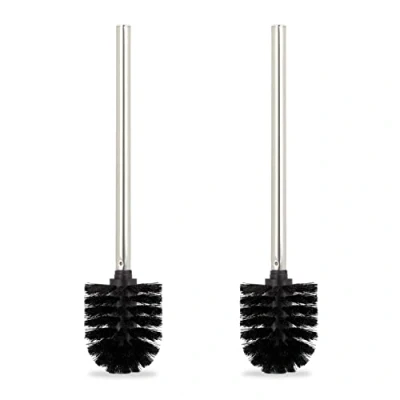 Image of Relaxdays Toilet, Set of 2, Loo Brushes, WC, Removable Head, Bristles, No Holder Included Black 36 x 8 cm, PP, steel