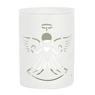 Image of JJA Wax Melt Burner, White Angel Cut Out Design Oil Essential Oils, Melts Tea Light Holder Scented Diffuser Suitable for Home, Office, Living Room, Aromatherapy Gifts