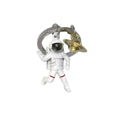 Image of METALMORPHOSE Gold Helium Balloon Keyring Letter A with Silver Charm MTM10A, White, Gold, 32, Astronaut