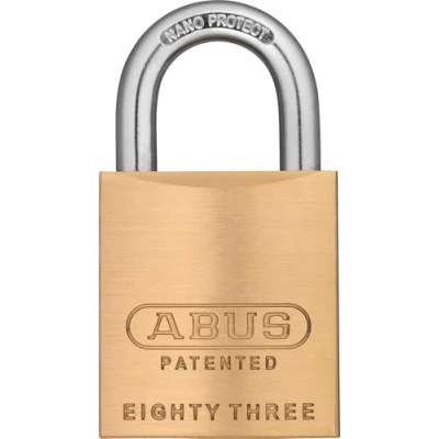 Image of ABUS padlock 83/45 flexible lock with interchangeable cylinder high corrosion protection thanks to Nano Protect coating security solid brass, hardened steel shackle and double ball locking mechanism